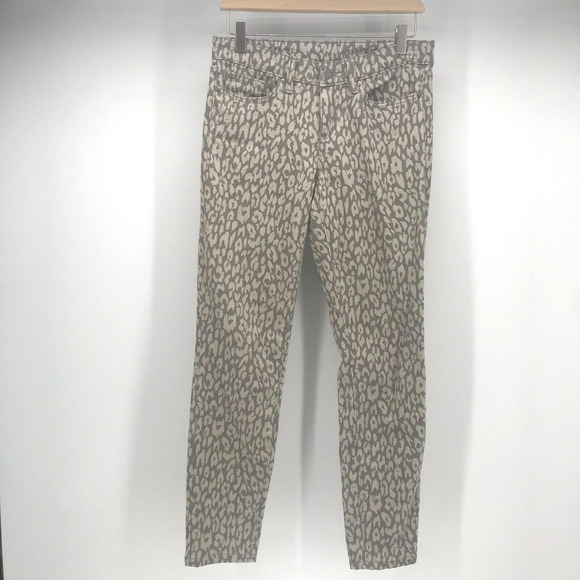 GAP Premium Super Skinny Jean Womens 4 27R Gray Leopard Animal Print Ankle - Picture 1 of 10